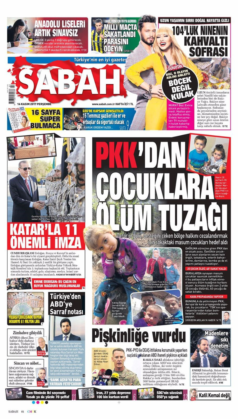 Gazete manşetleri Sözcü - Hürriyet - Habertürk 16 Kasım 2017 - Resim: 4