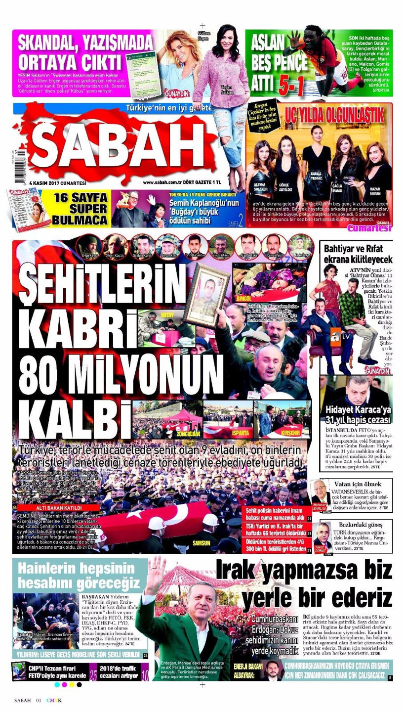 Gazete manşetleri Sözcü - Fanatik - Hürriyet 4 Kasım 2017 - Resim: 3