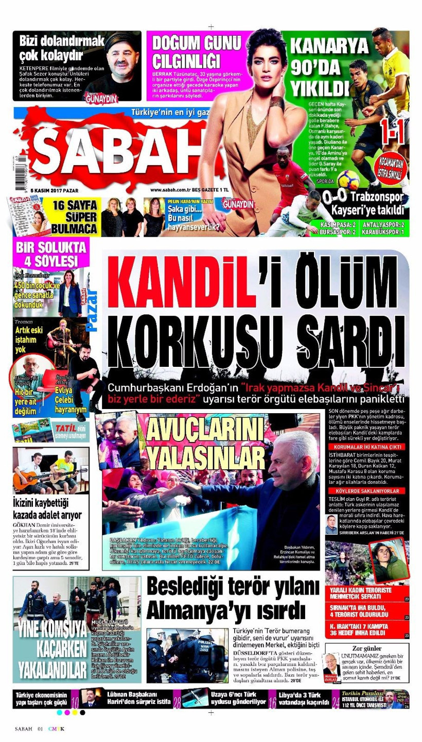 Gazete manşetleri Sözcü - Fanatik - Hürriyet 5 Kasım 2017 - Resim: 3