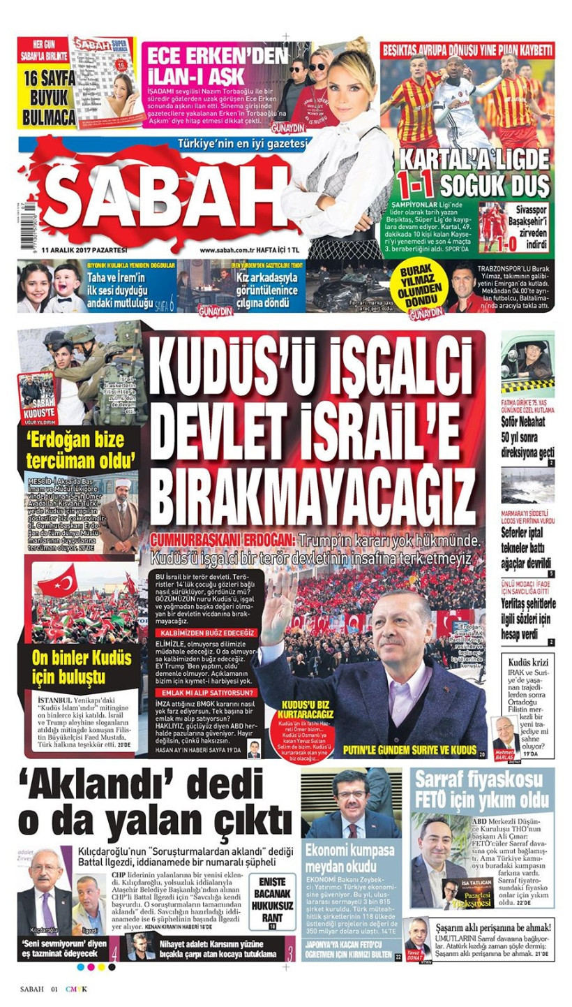 Gazete manşetleri Hürriyet - Sözcü - Habertürk 11 Aralık 2017  - Resim: 4