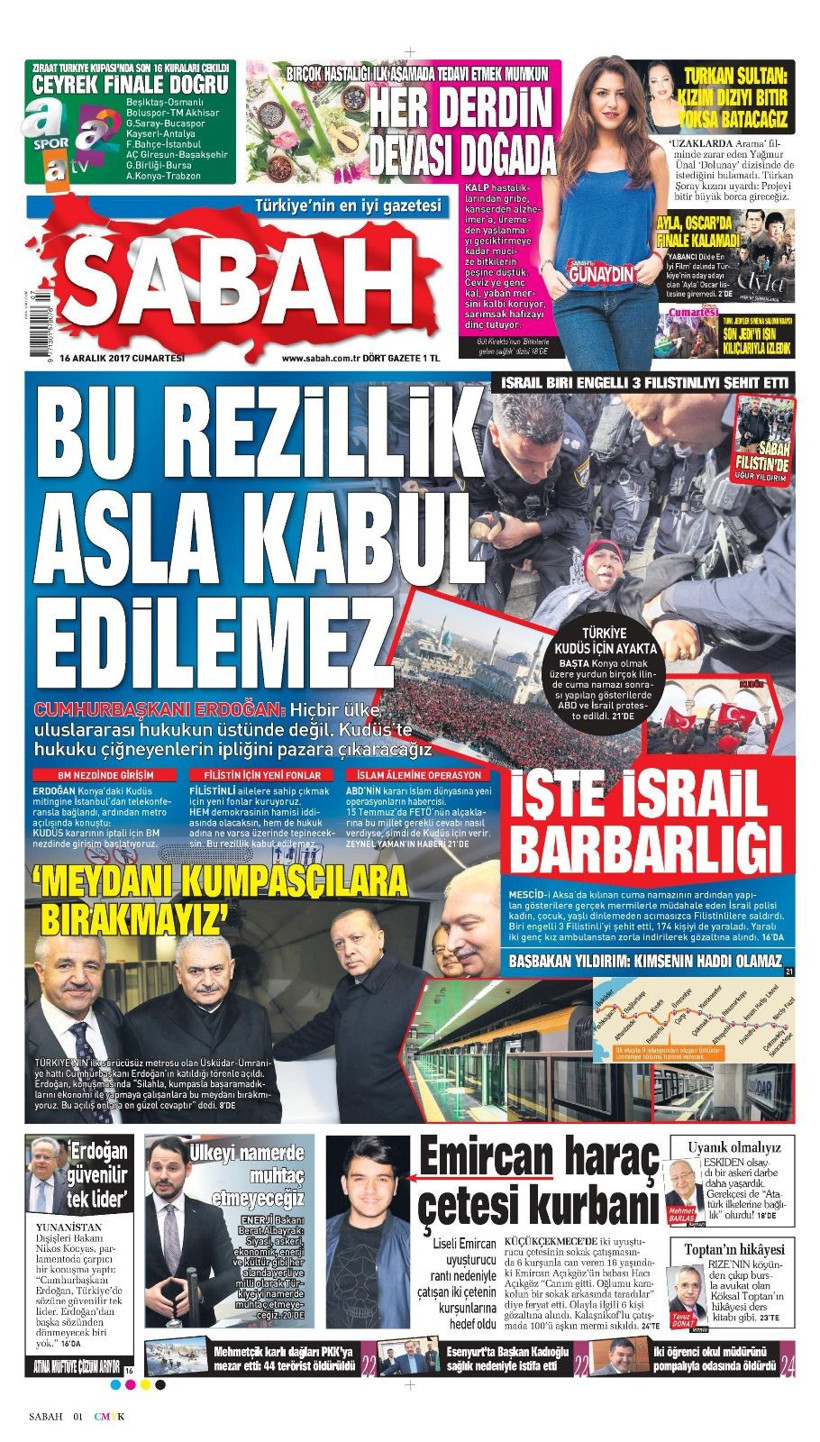 Gazete manşetleri Hürriyet - Sözcü - Sabah 16 Aralık 2017 - Resim: 4