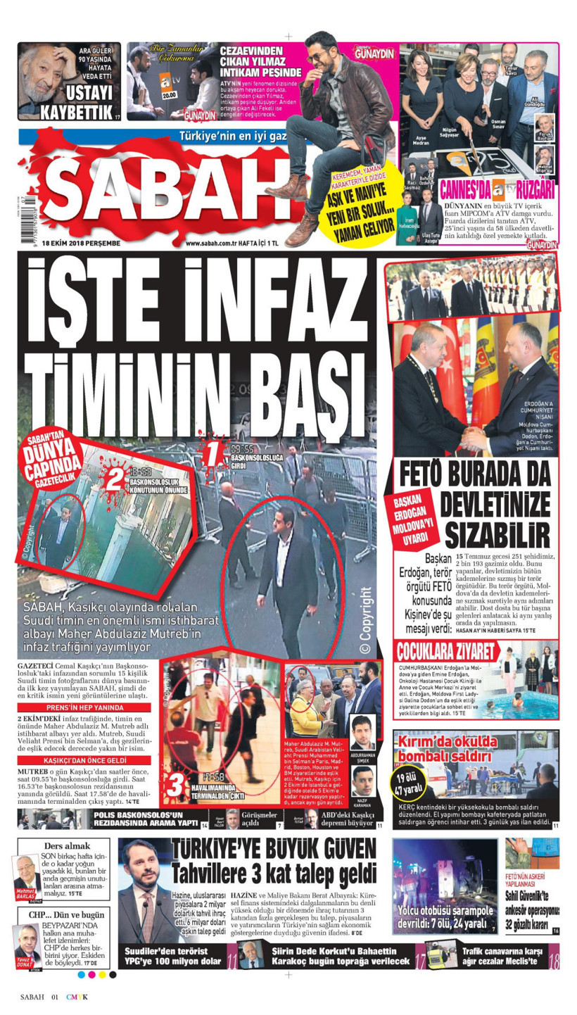Gazete manşetleri 18 Ekim 2018 Sözcü - Milliyet - Posta - Hürriyet - Resim: 3