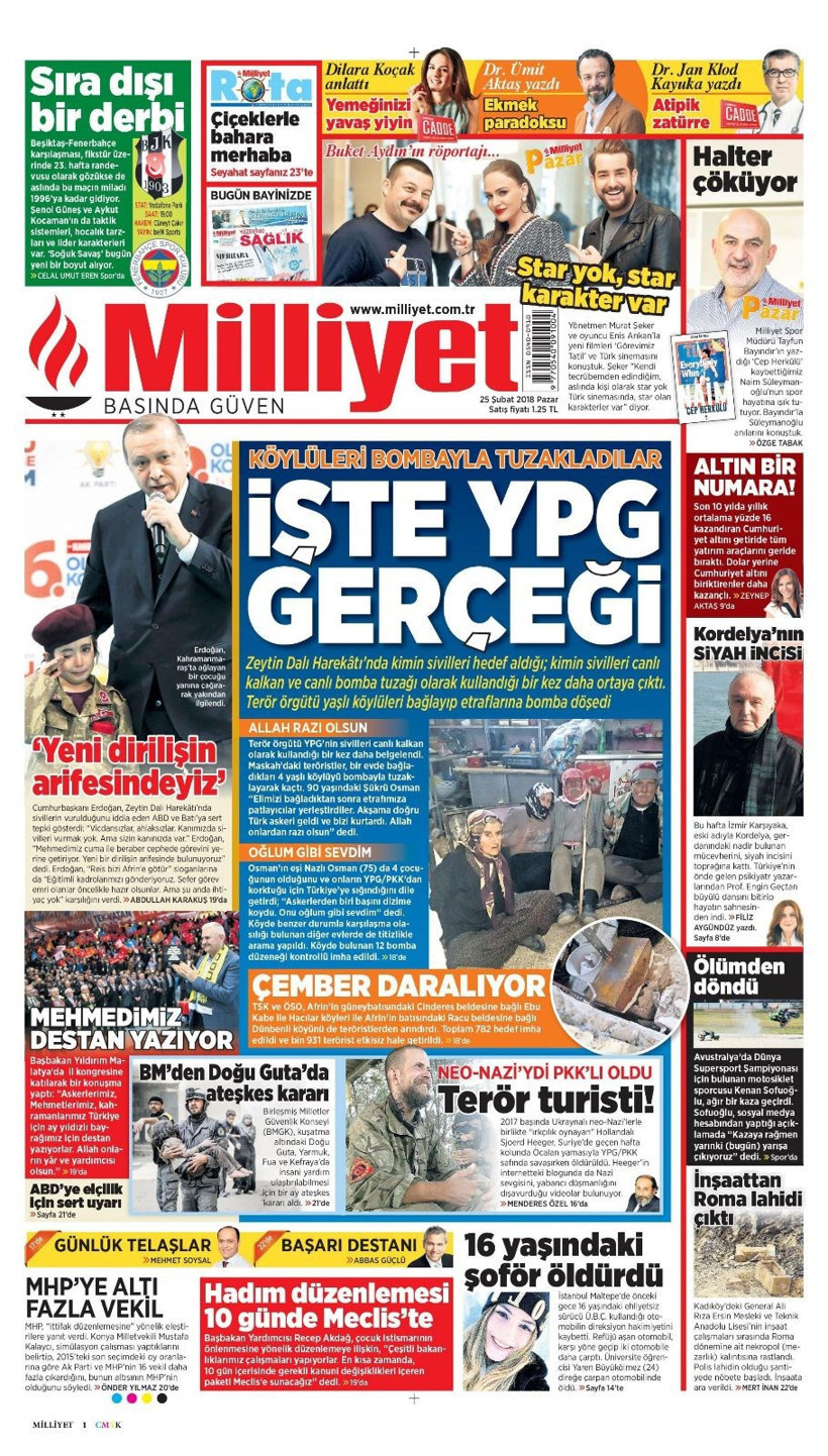 Gazete manşetleri 25 Şubat 2018 Hürriyet - Sözcü - Posta - Resim: 3