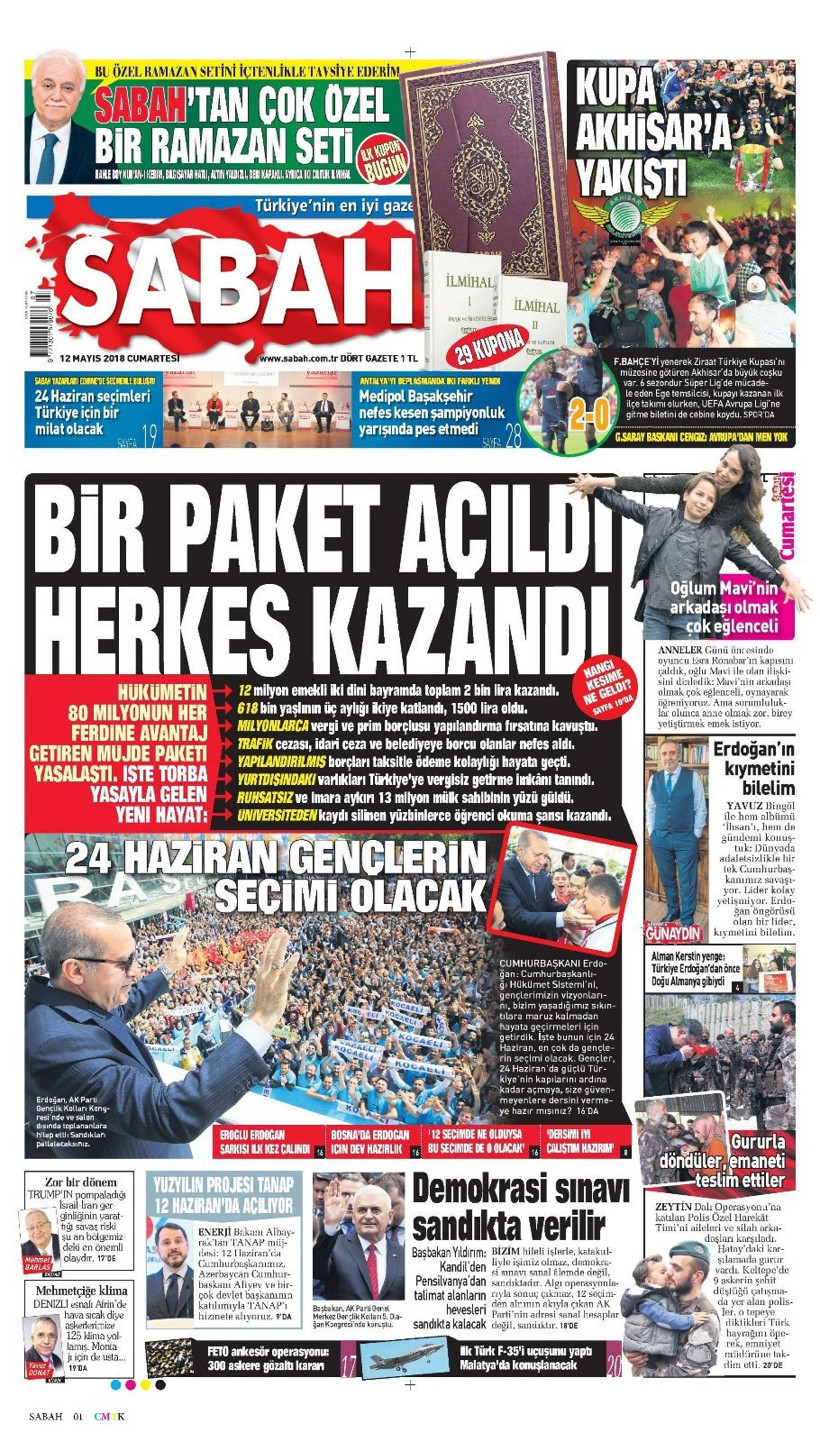Gazete manşetleri 12 Mayıs 2018 Sözcü - Hürriyet - Sabah - Resim: 2
