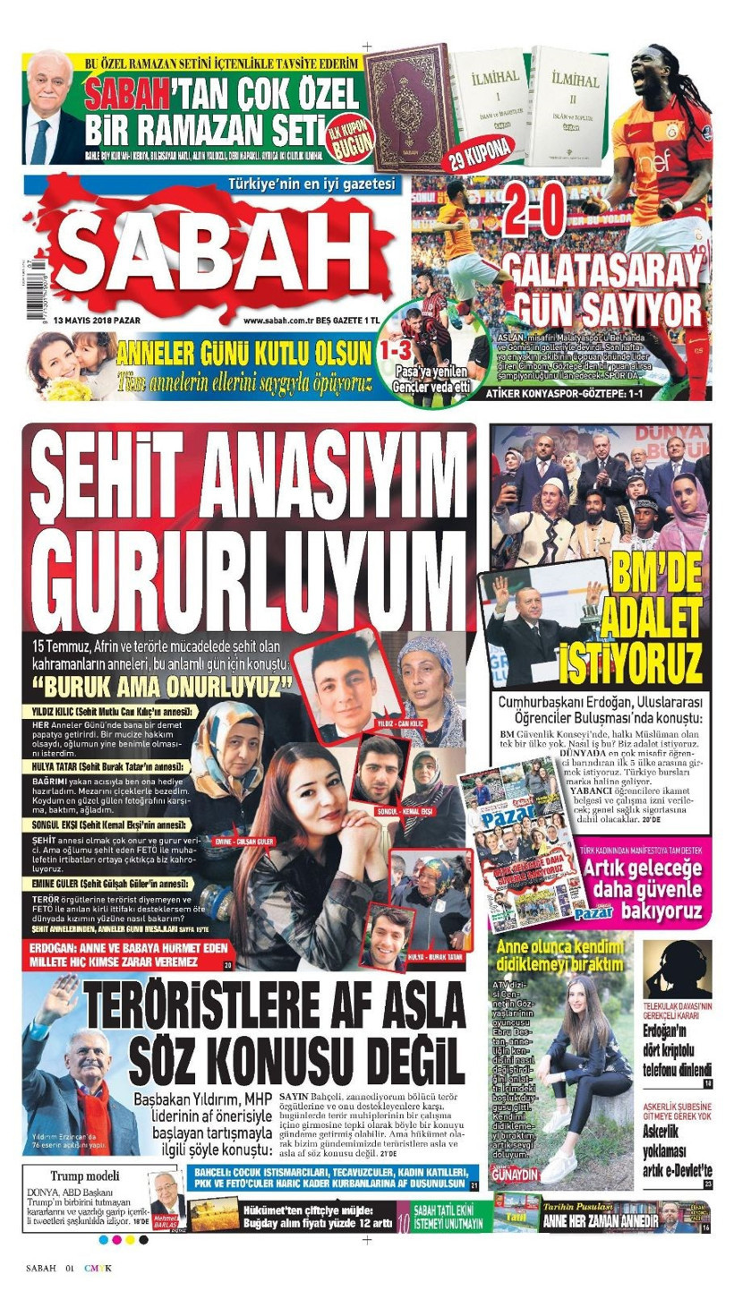 Gazete manşetleri 12 Mayıs 2018 Hürriyet - Sözcü - Fanatik - Resim: 4