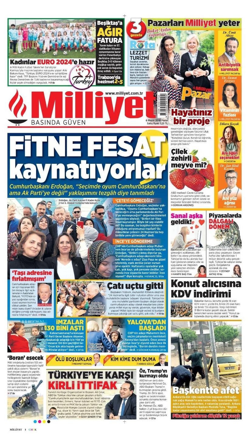 Gazete manşetleri 6 Mayıs 2018 Hürriyet - Sözcü - Fanatik - Resim: 2