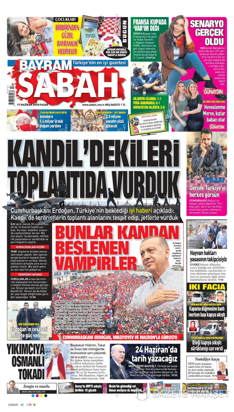 Gazete manşetleri 17 Haziran 2018 Hürriyet - Sözcü - Habertürk - Resim: 3