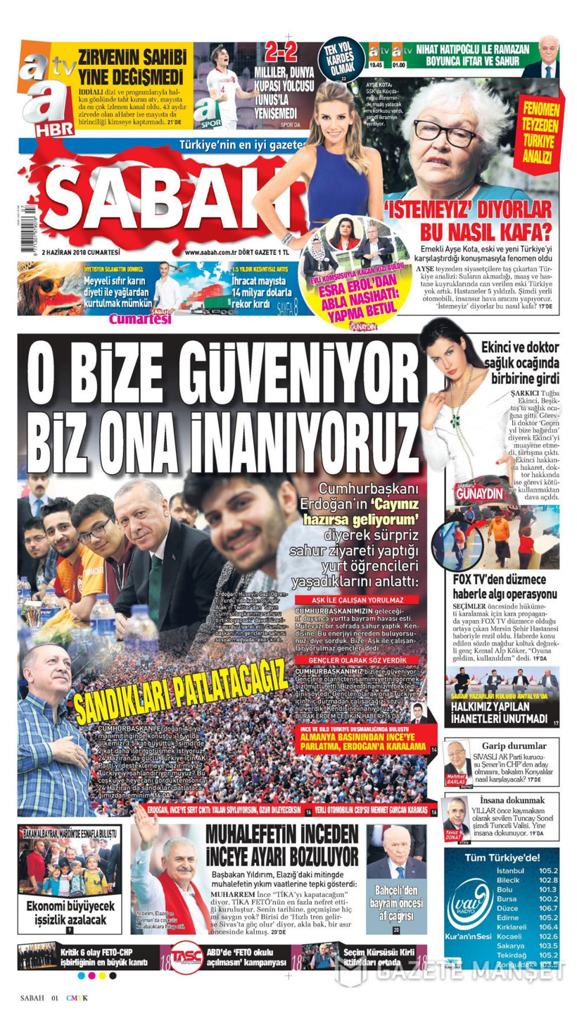 Gazete manşetlerinde bugün neler var 2 Haziran 2018? Sözcü - Hürriyet - Posta - Resim: 3