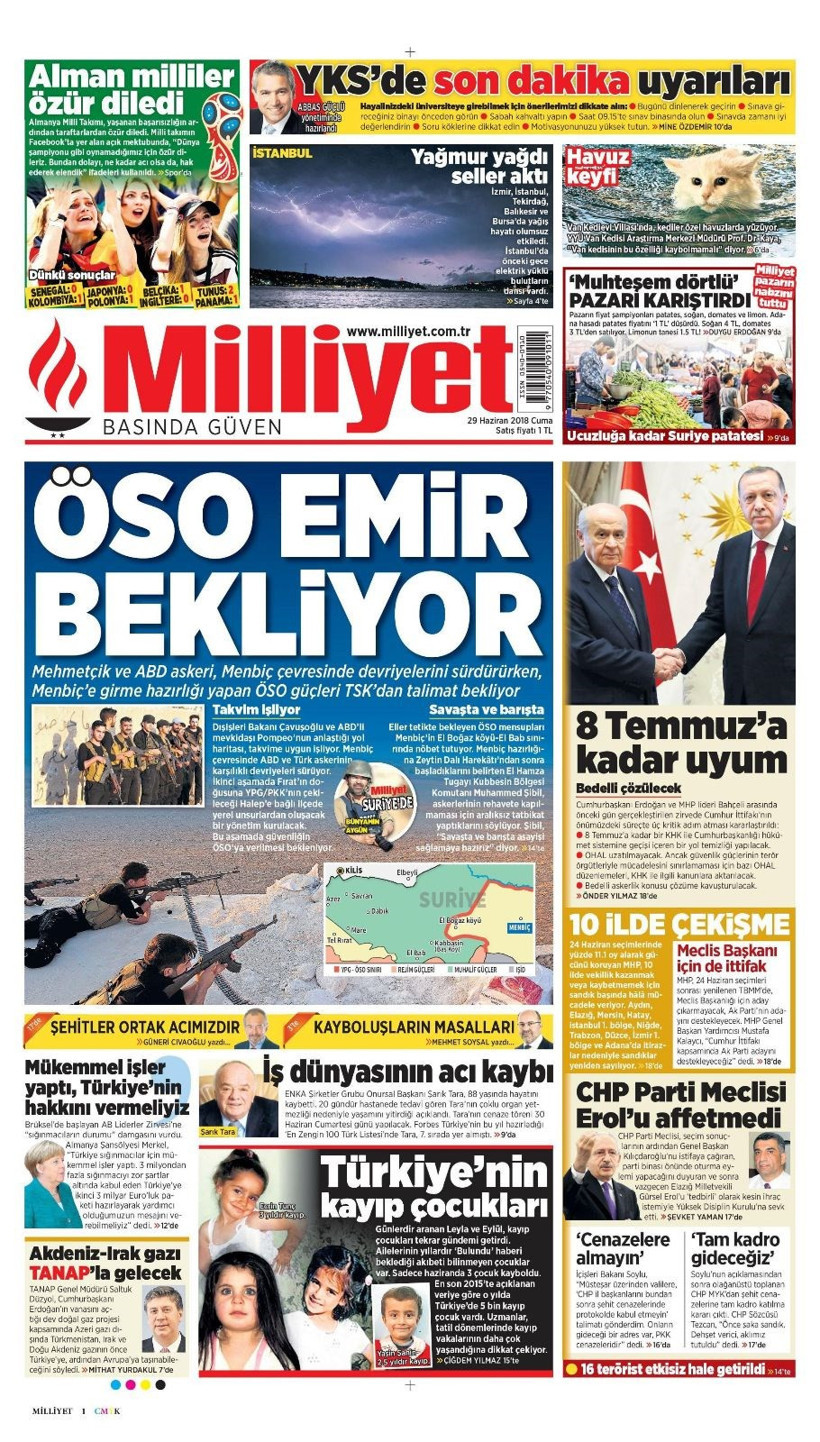Gazete manşetleri 29 Haziran 2018 Hürriyet - Sözcü - Habertürk - Resim: 2