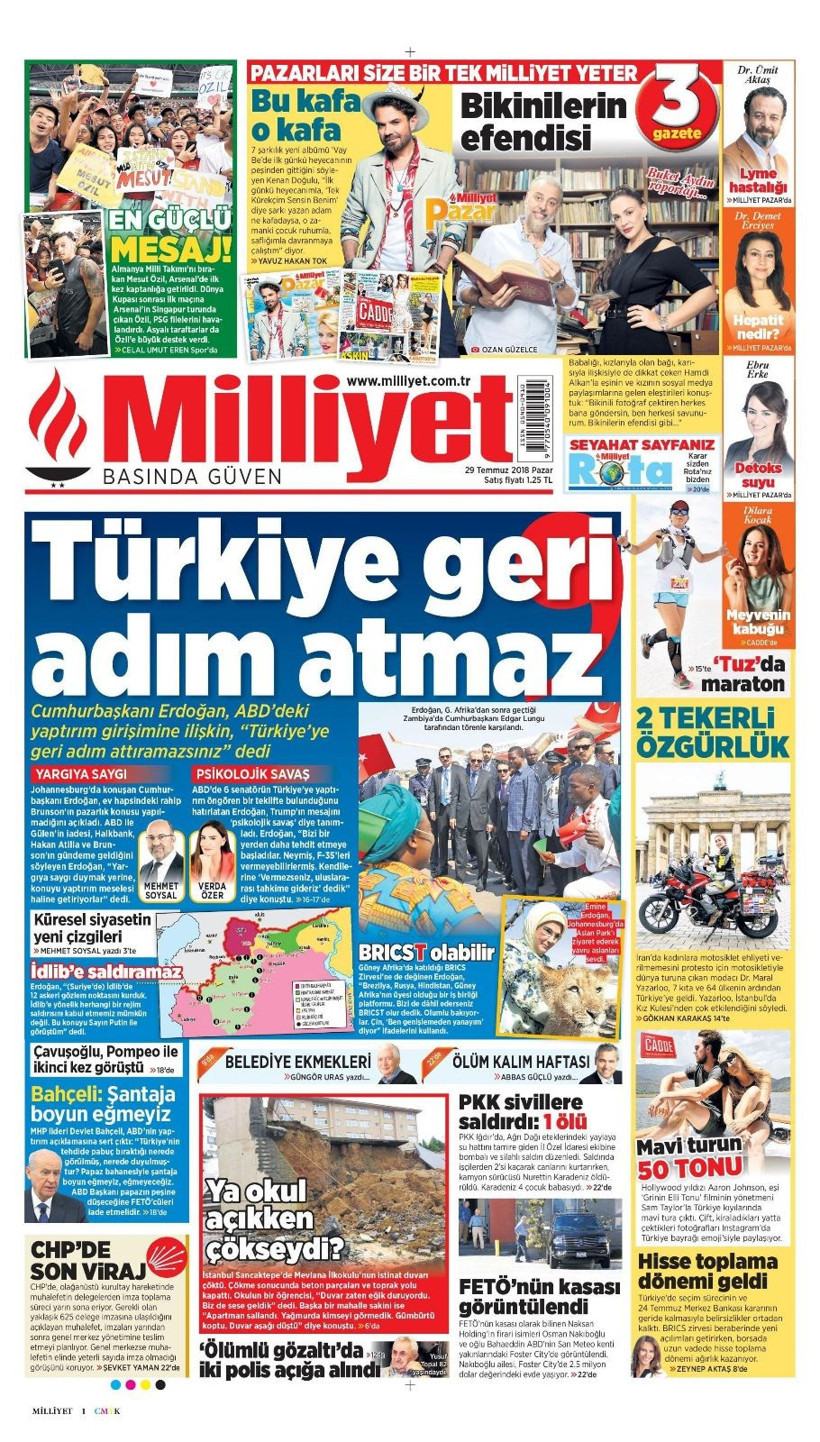 Gazete manşetleri 28 Temmuz 2018 Hürriyet - Posta - Fanatik - Resim: 2