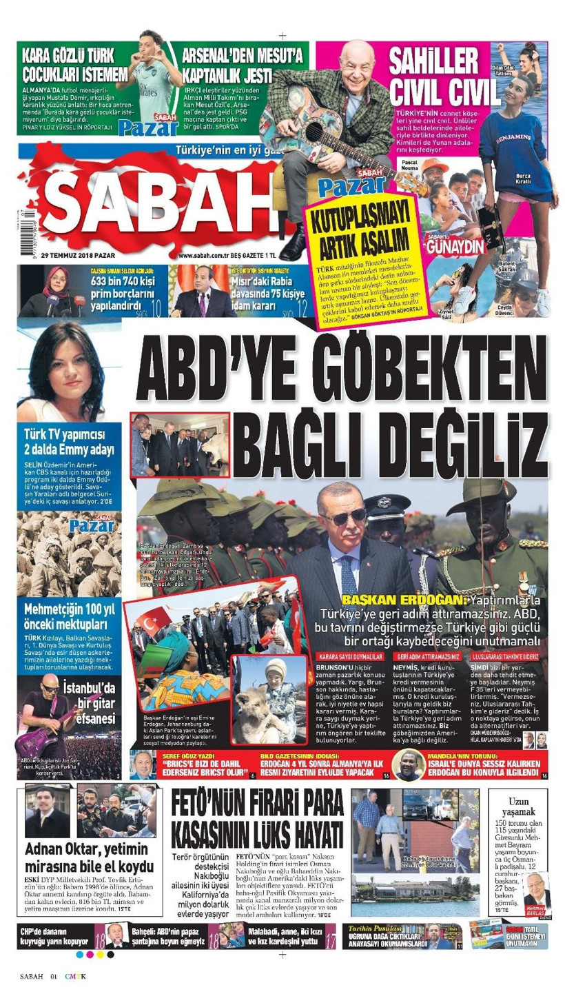 Gazete manşetleri 28 Temmuz 2018 Hürriyet - Posta - Fanatik - Resim: 4