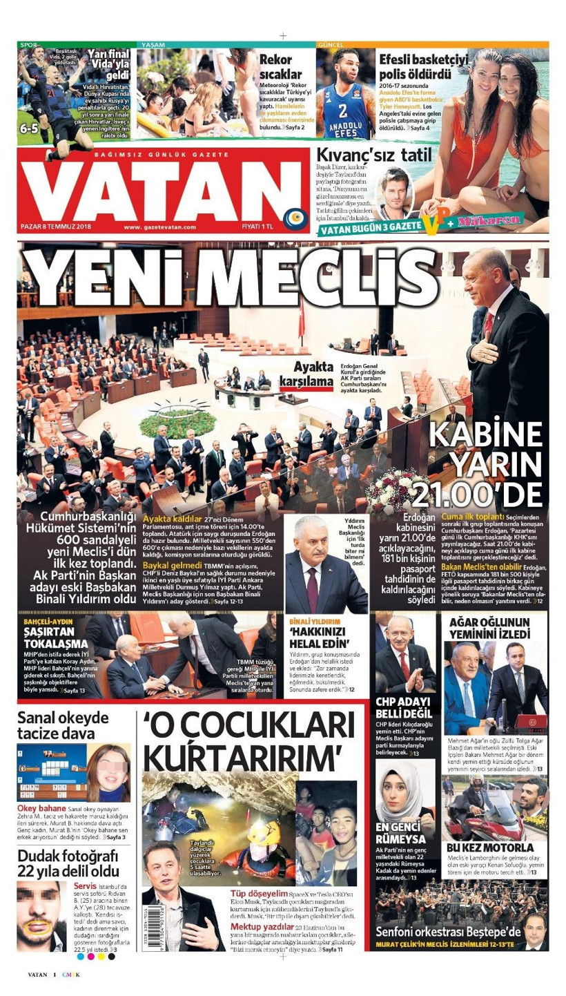 Gazete manşetleri 8 Temmuz 2018 Hürriyet - Sözcü - Fanatik - Resim: 3