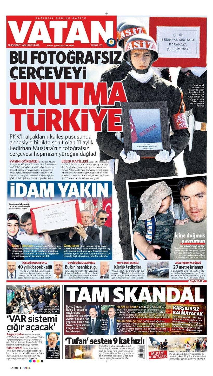 Gazete manşetleri 2 Ağustos 2018 Hürriyet - Posta - Sabah - Resim: 3