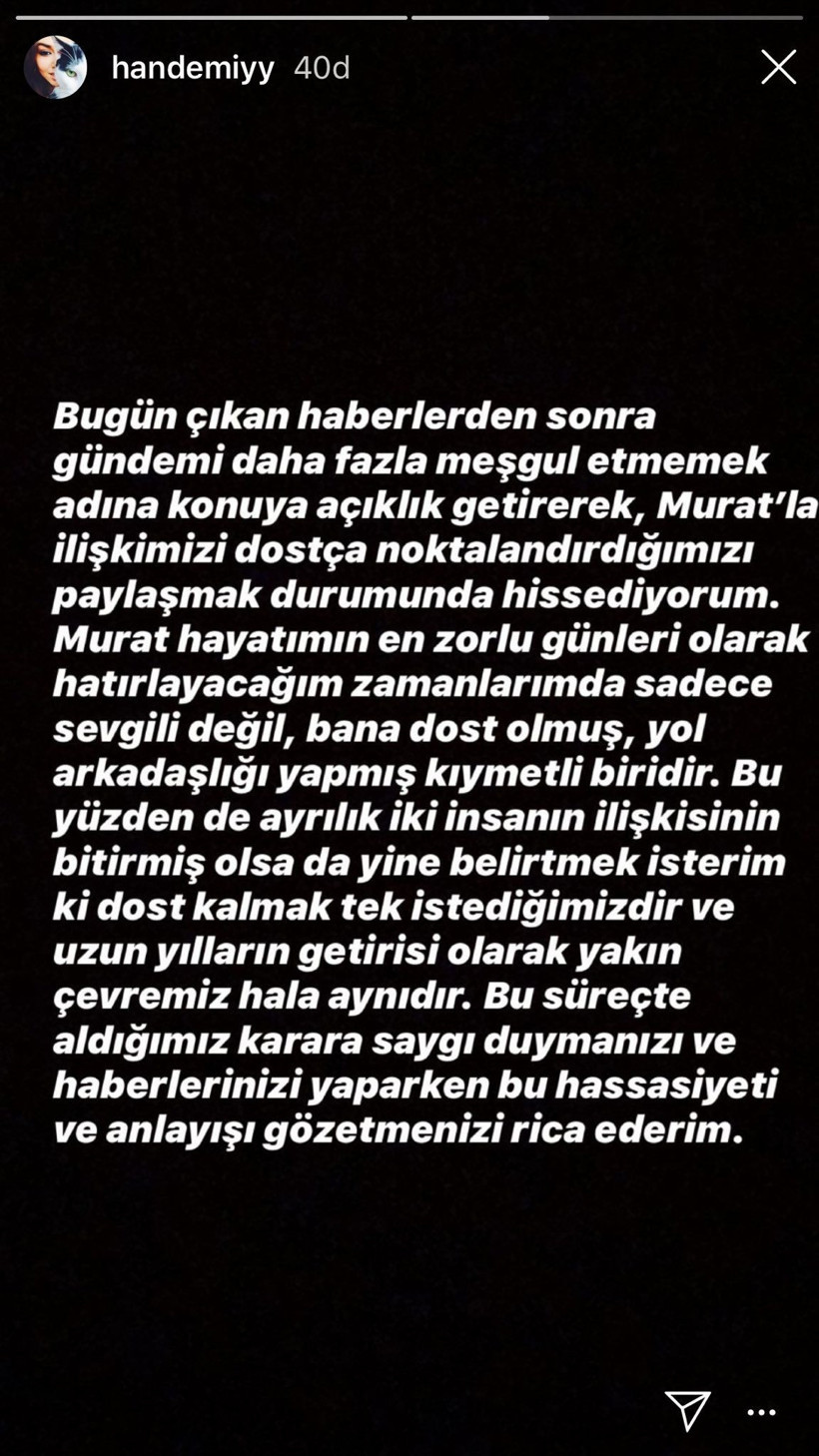Hande Erçel Murat Dalkılıç ile ayrıldığını böyle duyurdu bakın neler yazdı - Resim: 3