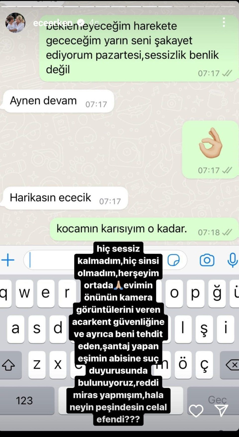 Ece Erken, öldürülen eşinin kardeşinin gönderdiği tehdit mesajlarını ifşa etti! - Resim: 3