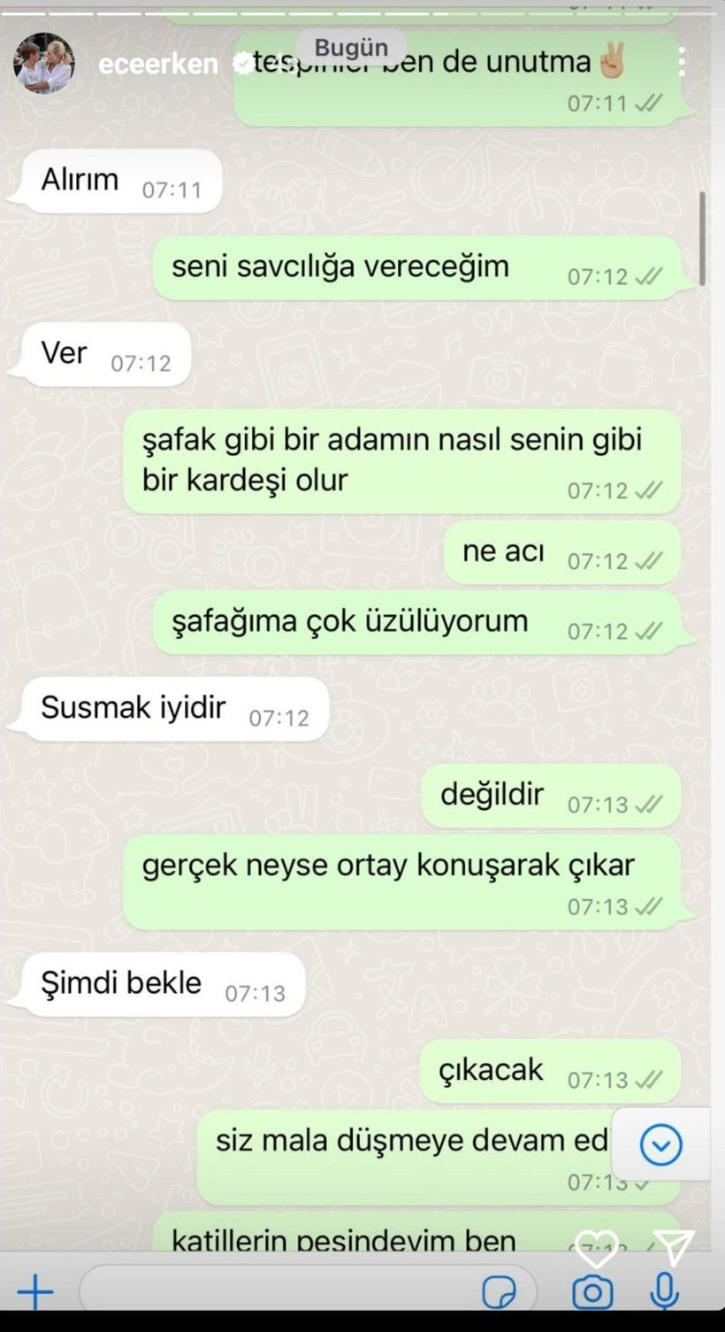 Ece Erken, öldürülen eşinin kardeşinin gönderdiği tehdit mesajlarını ifşa etti! - Resim: 4