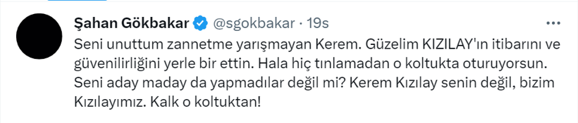 Şahan G&ouml;kbakar, Kızılay Başkanı Kerem Kınık'ın peşini bırakmıyor! Seni aday yapmadılar değil mi? - Resim: 0