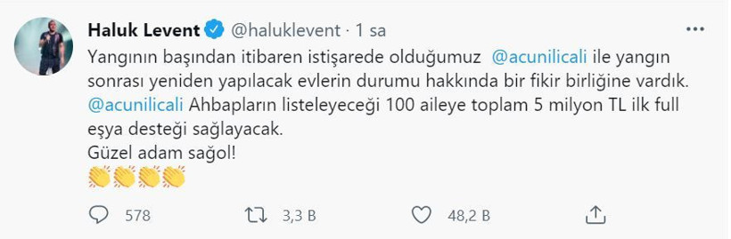 Haluk Levent duyurdu: Acun Ilıcalı orman yangını bölgelerine 5 milyon TL bağışladı - Resim: 4