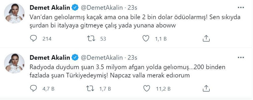 Demet Akalın'dan 'Afgan mülteci' tepkisi... Twitter'dan isyan etti! - Resim: 3