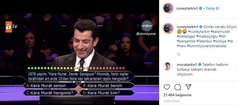 Cüneyt Arkın'ın Kim Milyoner Olmak İster paylaşımı olay oldu! - Resim: 2