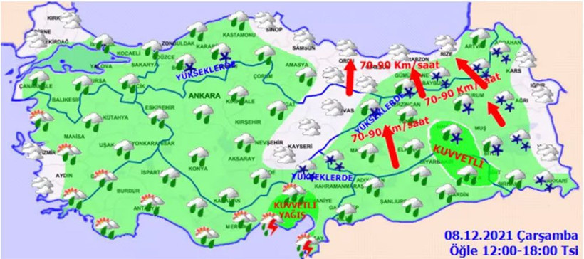 Meteoroloji 26 şehir için 'sarı alarm' verdi! Kuvvetli sağanak ve yoğun kar, fırtına, dolu geliyor - Resim: 4