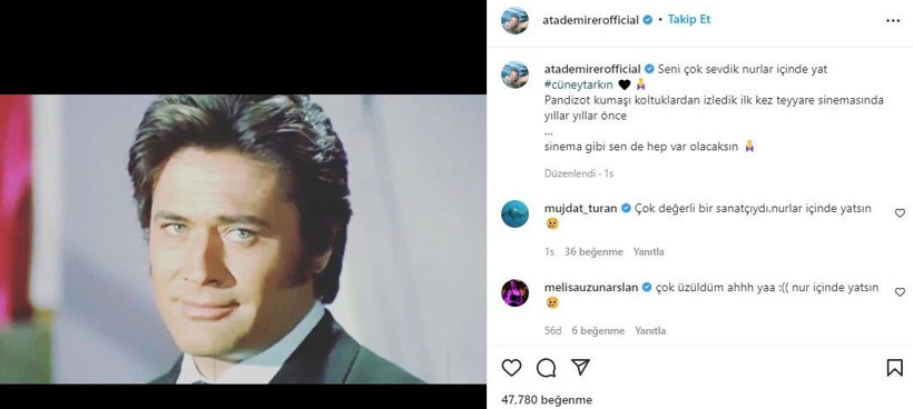 Yeşilçam'ın yıldızı Cüneyt Arkın'ın ölümü ünlüleri yasa boğdu... İşte ünlülerin sosyal medya paylaşımları - Resim: 4