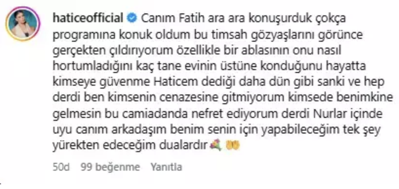 Zehir zemberek sözler! Şarkıcı Hatice Ürek'in cenazesi sonrası "timsah göz yaşları" diyerek isyan etti - Resim: 2