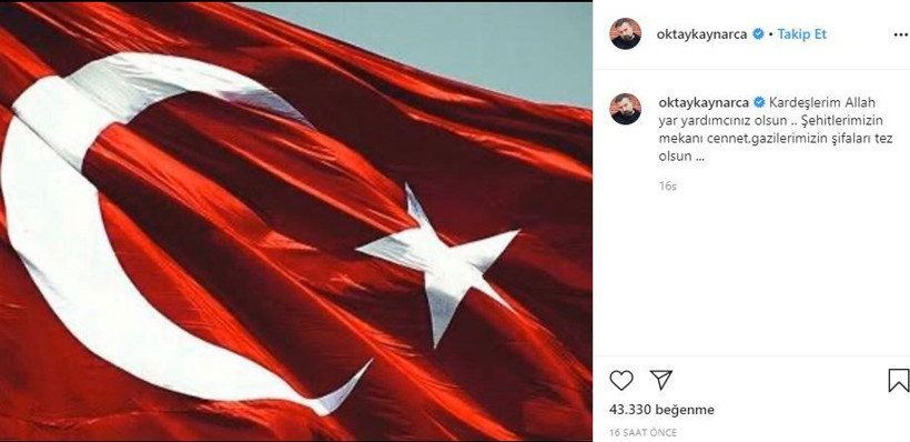 İdlib'de 33 şehit sonrası yasa boğulduk! Ünlüler taziye mesajları yayımladılar - Resim: 3