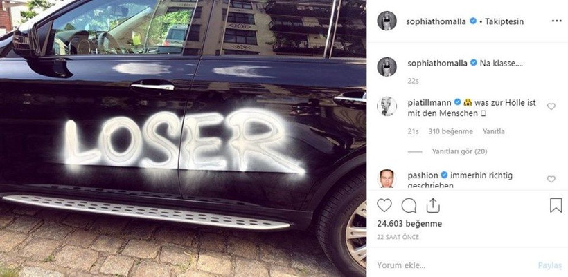 Karius'un sevgilisi Sophia Thomalla'nın otomobiline spreyli saldırı - Resim: 4