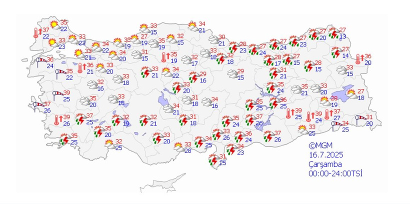 16 Temmuz yurt geneli hava tahmin raporu geldi Yağış, rüzgar ve toz taşınımına dikkat - Resim: 2