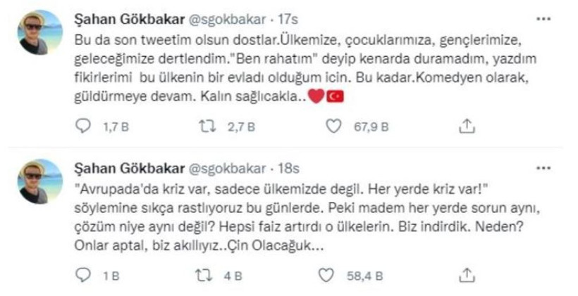 Şahan Gökbakar Twitter'ı kapattı mı Dikkat çeken 'faiz indirimi' tweeti: Bu son... - Resim: 4