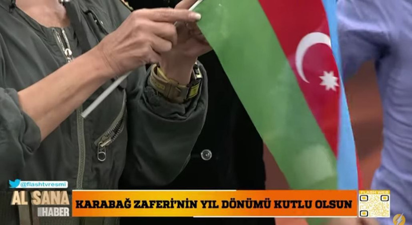 Flash Tv Al Sana Haber'de Azerbaycan bayrağı ve marşı interneti salladı - Resim: 3