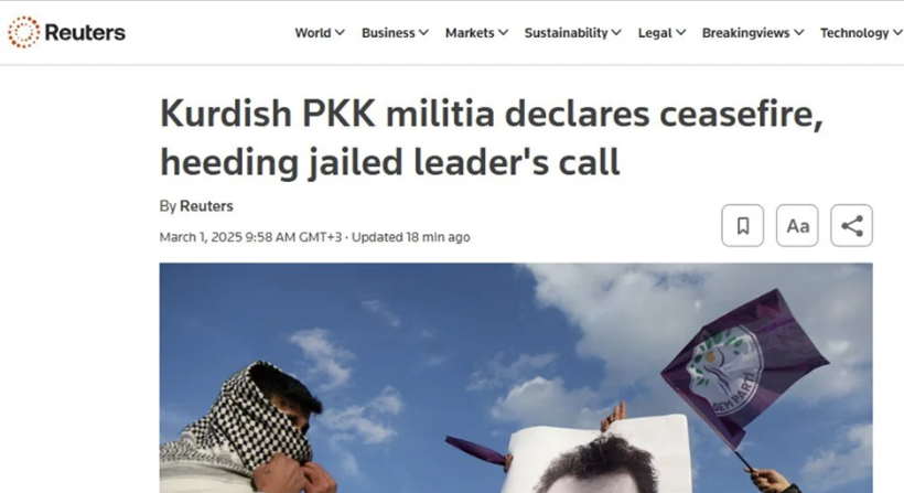 PKK'nın ateşkes ilanı dünya manşetlerinde: "40 yılın ardından kan dökülmeyecek" - Resim: 1