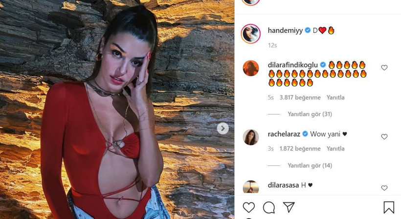 Hande Erçel kırmızı mayosuyla Instagram'ı salladı - Resim: 2