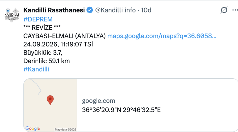 Şanılurfa sonrası Antalya sallandı! Kandilli Rasathanesi'nden deprem açıklaması - Resim: 0