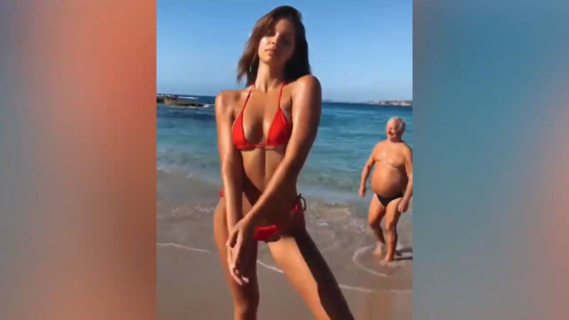 Plajda seksi pozlar veren kadının kadrajına giren amca sosyal medya olay oldu - Resim: 3