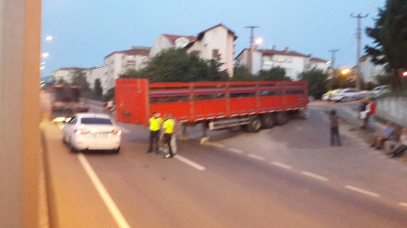 TIR askıda D-130 Karayolu kilitlendi - Resim: 1