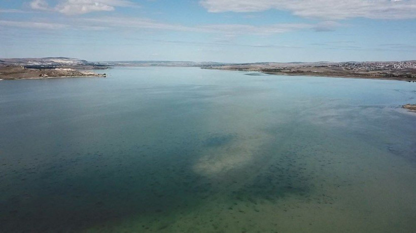 İstanbul Büyükçekmece Gölü'nde şaşırtan manzara! 1500 yıllık hat ortaya çıktı - Resim: 1