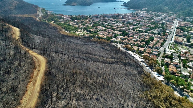 Marmaris'te yanan alanlar havadan görüntülendi yangının boyutu çok net gözüktü - Resim: 2