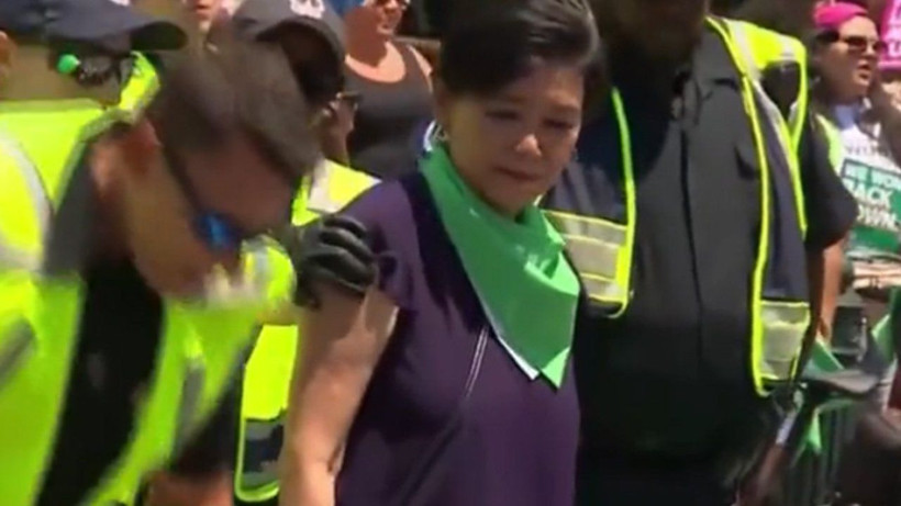 ABD milletvekili sokak protestosunda koluna kelepçe takılarak gözaltına alındı! - Resim: 3