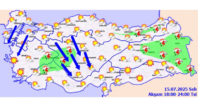 16 Temmuz yurt geneli hava tahmin raporu geldi Yağış, rüzgar ve toz taşınımına dikkat - Resim: 1