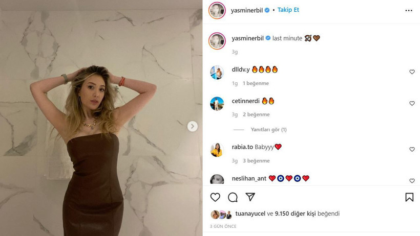 Yasmin Erbil yeni seksi pozuyla Instagram'ı yine salladı deri elbisesi olay - Resim: 2