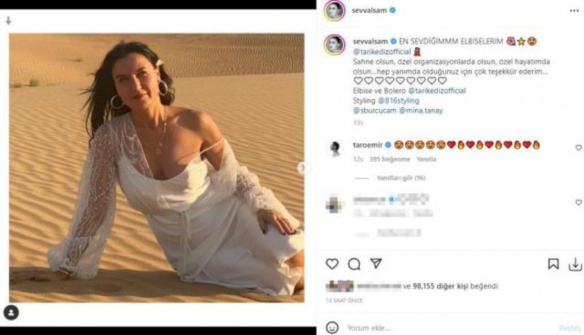 Şevval Sam beyaz elbisesiyle çölde poz verdi takipçilerini kendisine hayran bıraktı! - Resim: 3