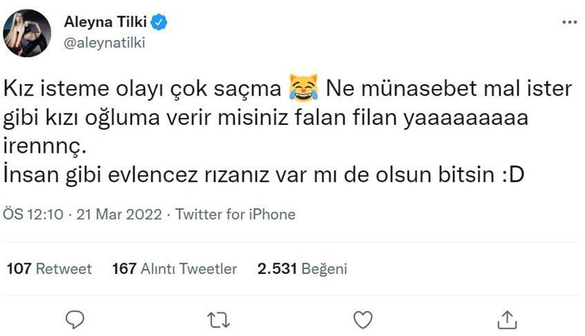 Aleyna Tilki 'kız isteme' paylaşımı Twitter'ı salladı 'Mal gibi' dedi tepki yağdı - Resim: 4