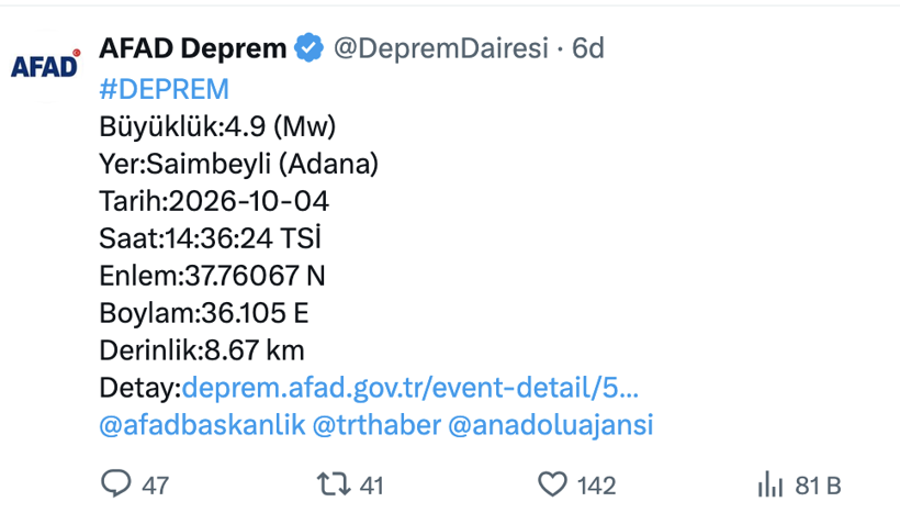 Adana'da peş peşe depremler! Osmaniye de sallandı, Kandilli, AFAD son dakika açıklamalar - Resim: 1