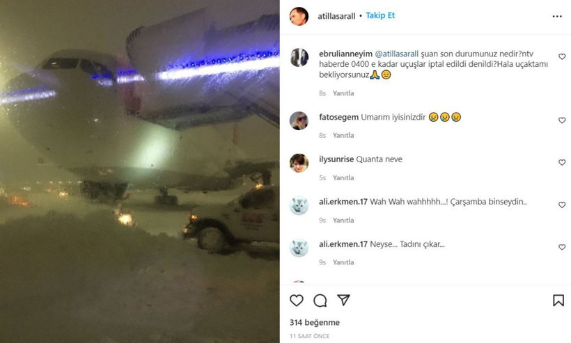 İstanbul'da kar yağışı uçuş seferleri iptal Atilla Saral uçakta Şafak Sezer trafikte mahsur kaldı! - Resim: 2
