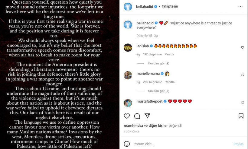 Ukraynalılarla Müslüman mültecilere çifte standarda Bella Hadid'den tepki - Resim: 3