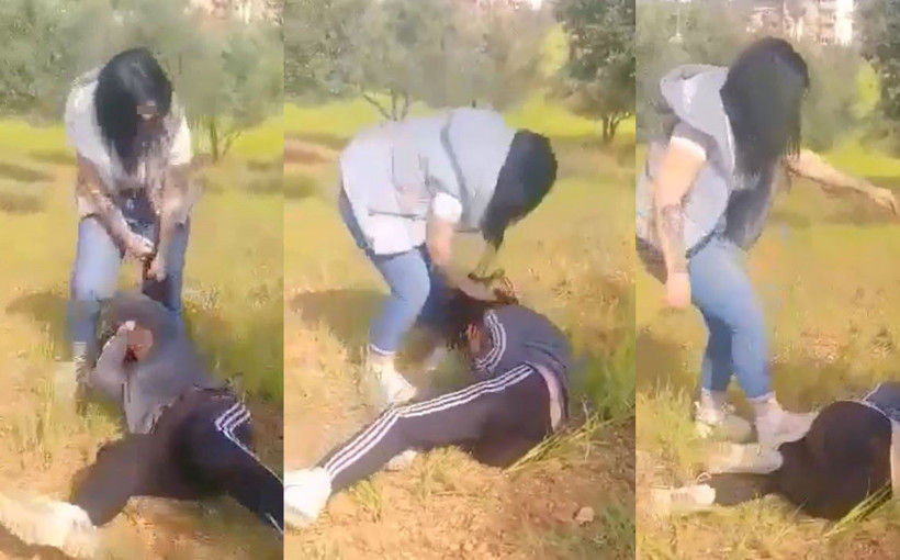 Erkek arkadaşıyla görüşen genç kızı yere yatırıp tekme tokat dövdü sosyal medyada paylaştı