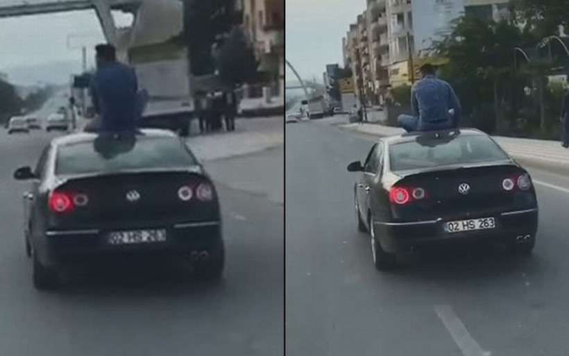 Batman'da otomobilin üstüne oturarak yolculuk yaptı - Resim: 1