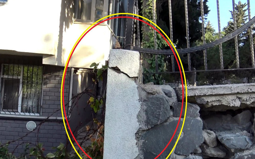 Avcılar'da bina sakinlerinin yardım çığlığı! Mezarlık duvarı binamıza doğru kayıyor.. - Resim: 1
